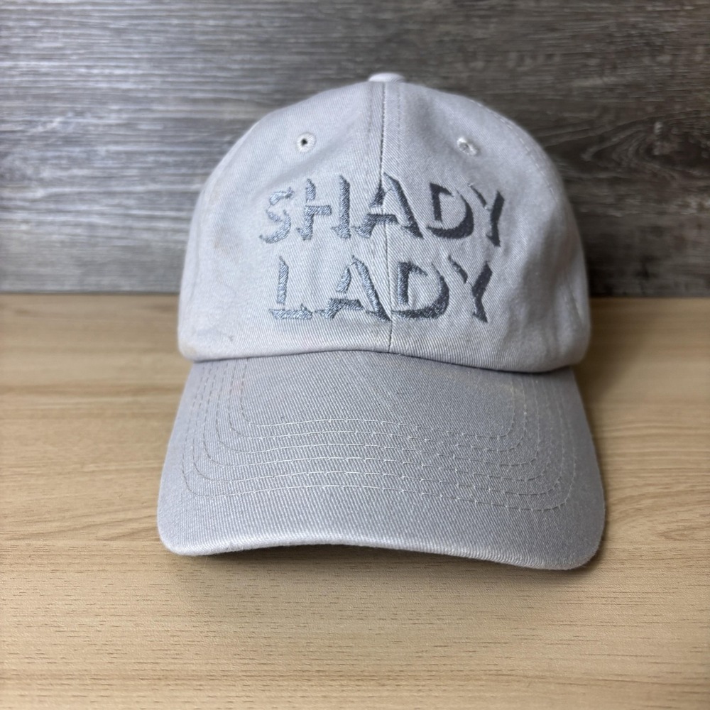 Shady Lady Hat Cap Strap Back Gray Embroidered Slogan Womens One Size Cotton